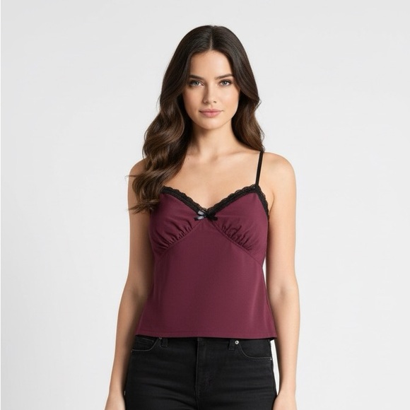 Tops - Camisole with Black Lace Trim.